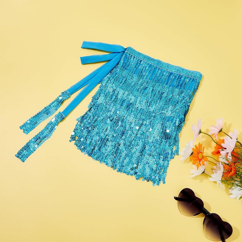 Durio Belly Dance Skirt Tassel Fringe Rave Skirt Party Sequin Tassel Skirt Belly Hip Scarf Festival Outfits for Women - Image 5